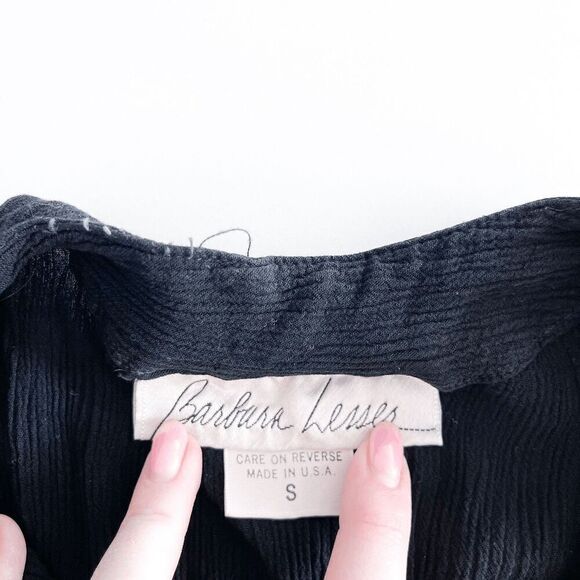 Barbara Lesser Womens Textured Crinkle Fabric Sleeveless Midi Dress Black Small - Picture 5 of 8